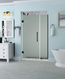 Aston Belmore 43.25 in. to 44.25 in. x 72 in. Frameless Hinged Shower Door with Frosted Glass in Oil Rubbed Bronze