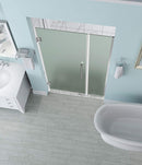 Aston Belmore 42.25 in. to 43.25 in. x 72 in. Frameless Hinged Shower Door with Frosted Glass in Stainless Steel 2