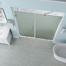 Aston Belmore 70.25 in. to 71.25 in. x 72 in. Frameless Hinged Shower Door with Frosted Glass in Stainless Steel 2