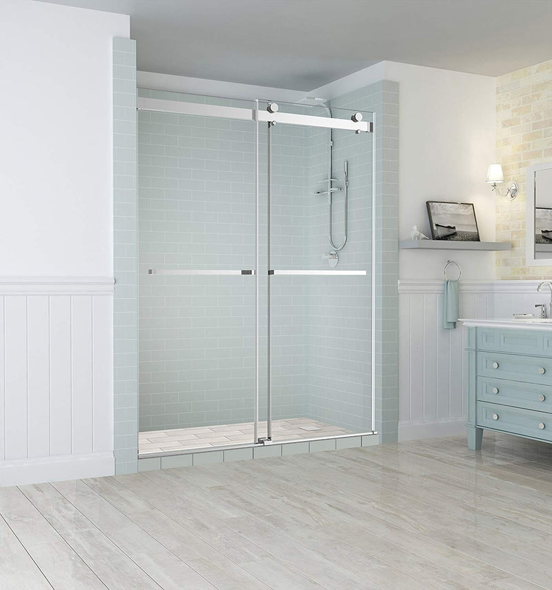 Aston Rivage 56 in. to 60 in. x 76 in. Frameless Double-Bypass Sliding Shower Door in Chrome