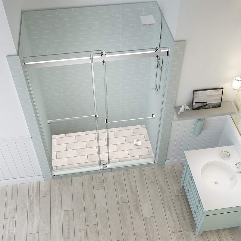 Aston Rivage 56 in. to 60 in. x 76 in. Frameless Double-Bypass Sliding Shower Door in Chrome 2