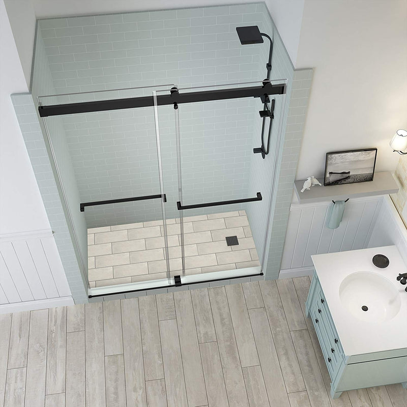 Aston Rivage 56 in. to 60 in. x 76 in. Frameless Double-Bypass Sliding Shower Door in Oil Rubbed Bronze 2