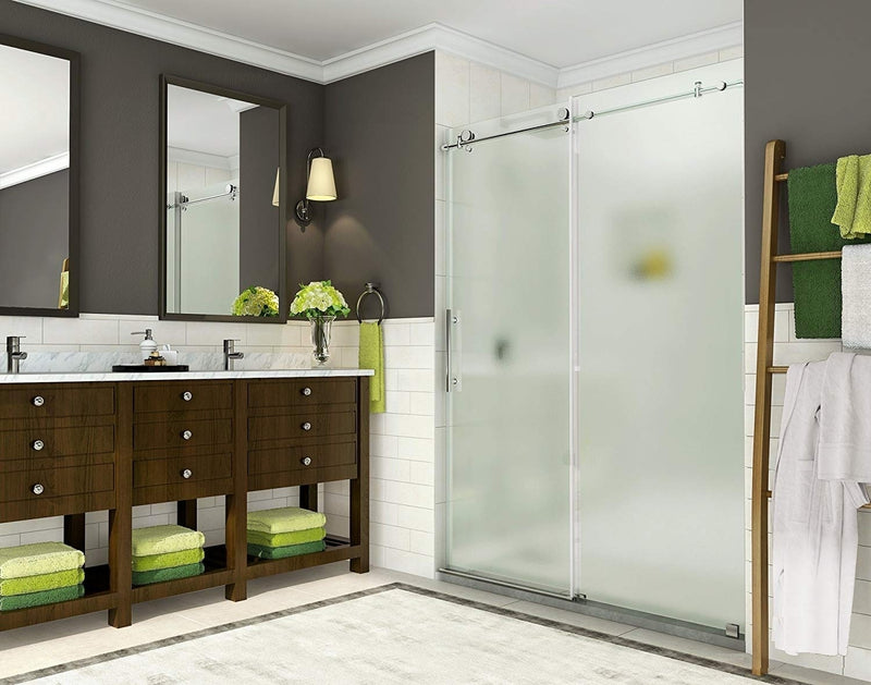 Aston Coraline 44 in. to 48 in. x 76 in. Frameless Sliding Shower Door with Frosted Glass in Chrome
