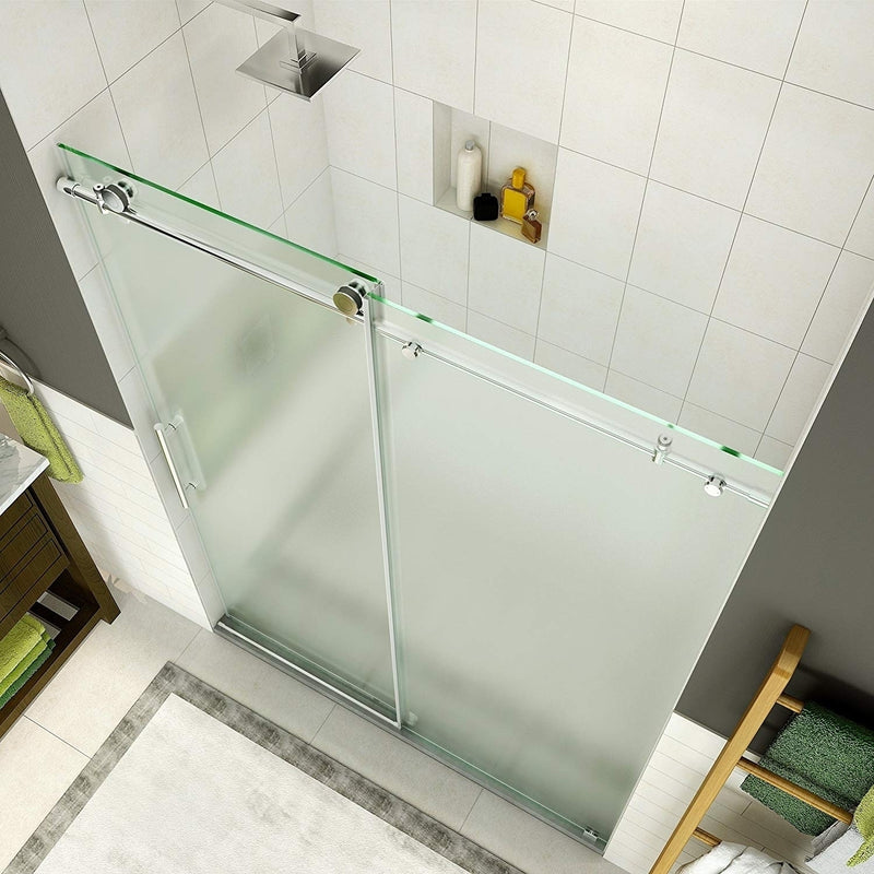Aston Coraline 44 in. to 48 in. x 76 in. Frameless Sliding Shower Door with Frosted Glass in Chrome 2