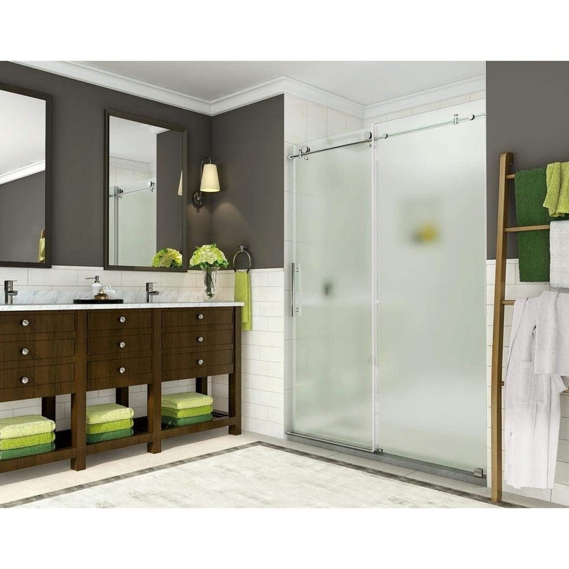 Aston Coraline 56 in. to 60 in. x 76 in. Frameless Sliding Shower Door with Frosted Glass in Chrome