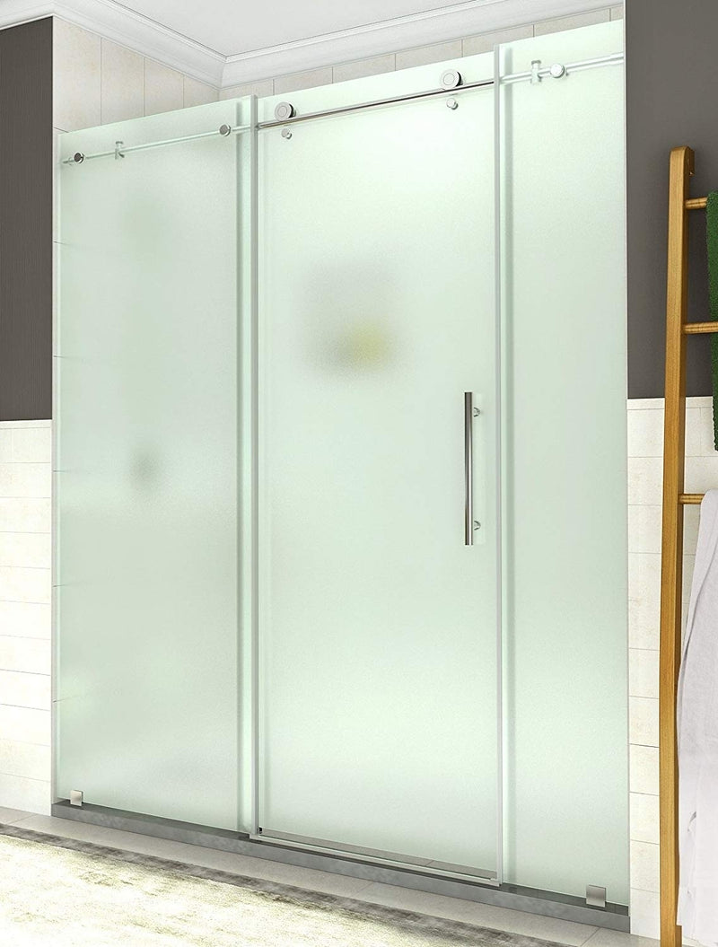 Aston Coraline 68 in. to 72 in. x 76 in. Frameless Sliding Shower Door with Frosted Glass in Chrome