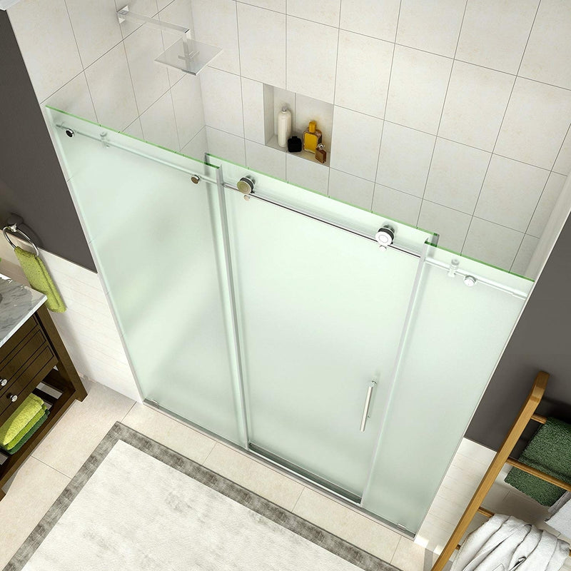 Aston Coraline 68 in. to 72 in. x 76 in. Frameless Sliding Shower Door with Frosted Glass in Chrome 2