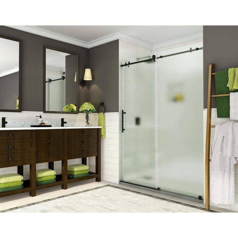 Aston Coraline 56 in. to 60 in. x 76 in. Frameless Sliding Shower Door with Frosted Glass in Oil Rubbed Bronze 4