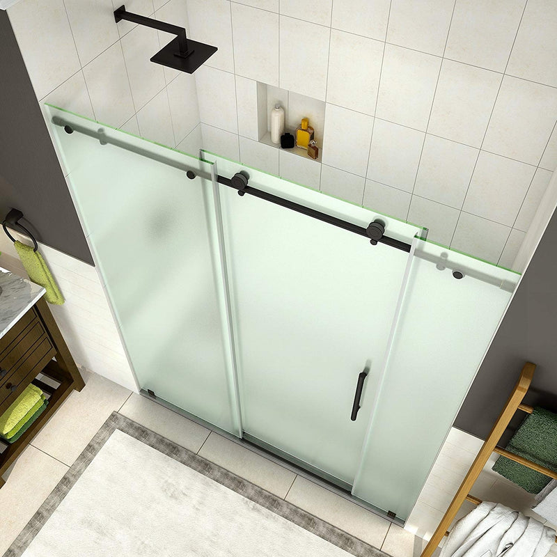 Aston Coraline 68 in. to 72 in. x 76 in. Frameless Sliding Shower Door with Frosted Glass in Oil Rubbed Bronze 2