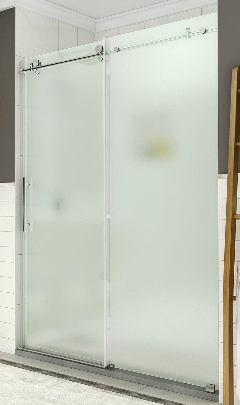 Aston Coraline 44 in. to 48 in. x 76 in. Frameless Sliding Shower Door with Frosted Glass in Stainless Steel