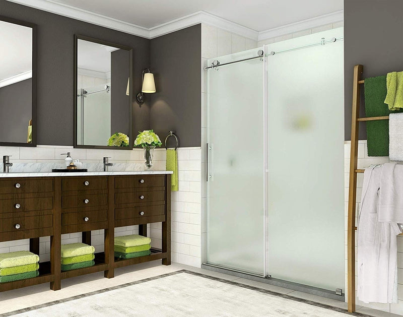 Aston Coraline 56 in. to 60 in. x 76 in. Frameless Sliding Shower Door with Frosted Glass in Stainless Steel 4