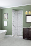 Aston Kinkade 25.75 in. to 26.25 in. x 72 in. Frameless Hinged Shower Door in Stainless Steel