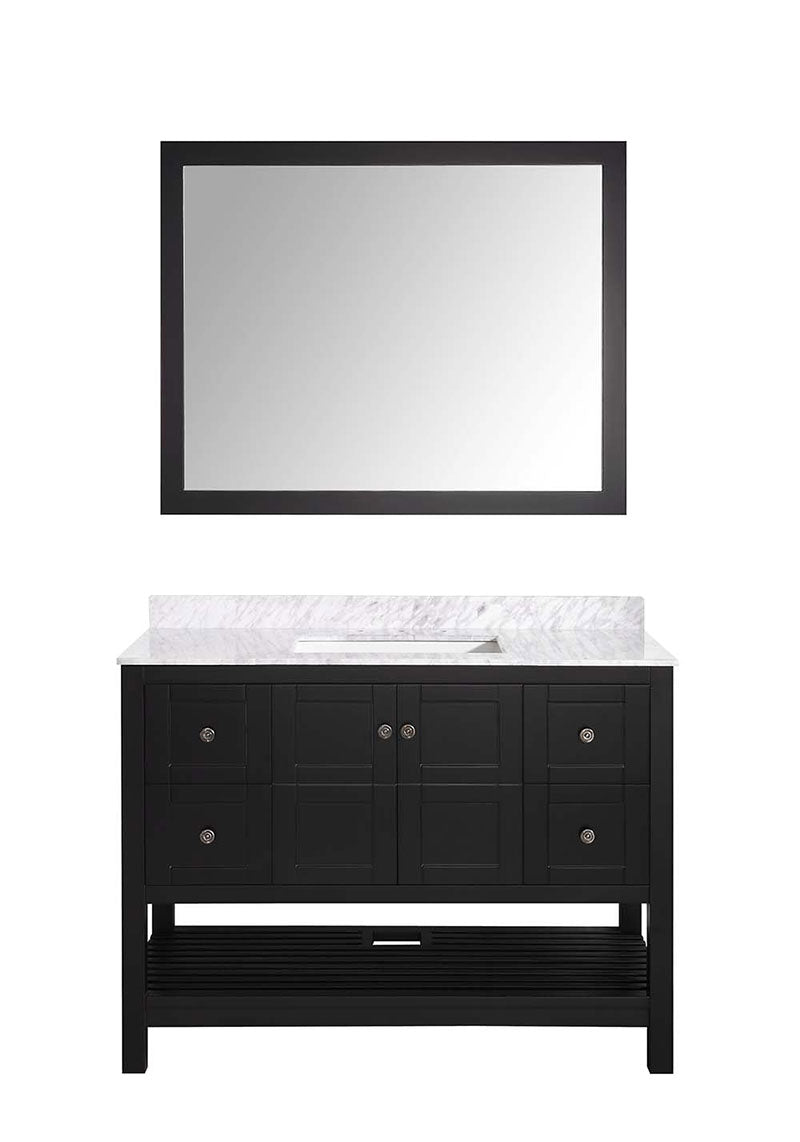 Anzzi Montaigne 48 in. W x 22 in. D Vanity in Espresso with Marble Vanity Top in Carrara White with White Basin and Mirror 12