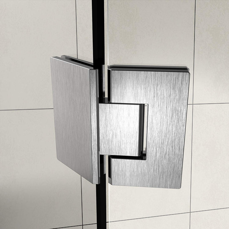 Aston Merrick GS 34 in. to 34.25 in. x 72 in. Frameless Neo-Angle Shower Enclosure with Glass Shelves in Stainless Steel 5