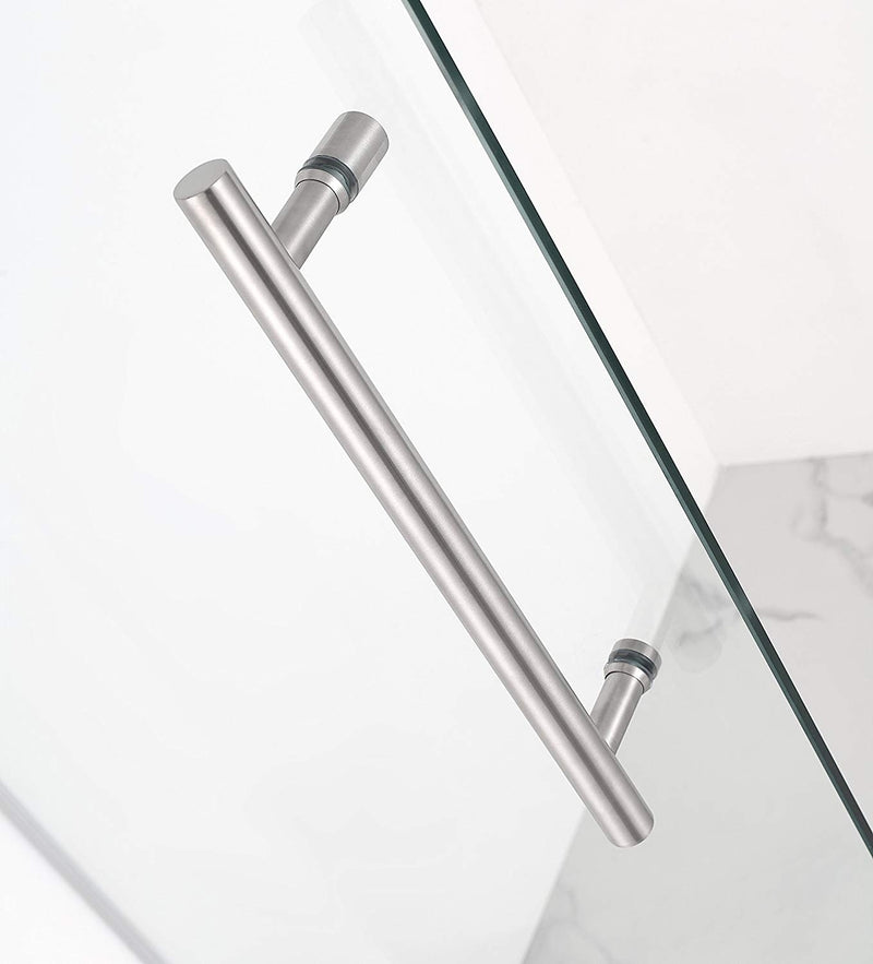 Aston Merrick GS 34 in. to 34.25 in. x 72 in. Frameless Neo-Angle Shower Enclosure with Glass Shelves in Stainless Steel 6