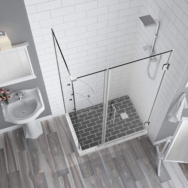 Aston BromleyGS 44.25 to 45.25 x 32.375 x 72 Frameless Corner Hinged Shower Enclosure with Glass Shelves in Chrome 2