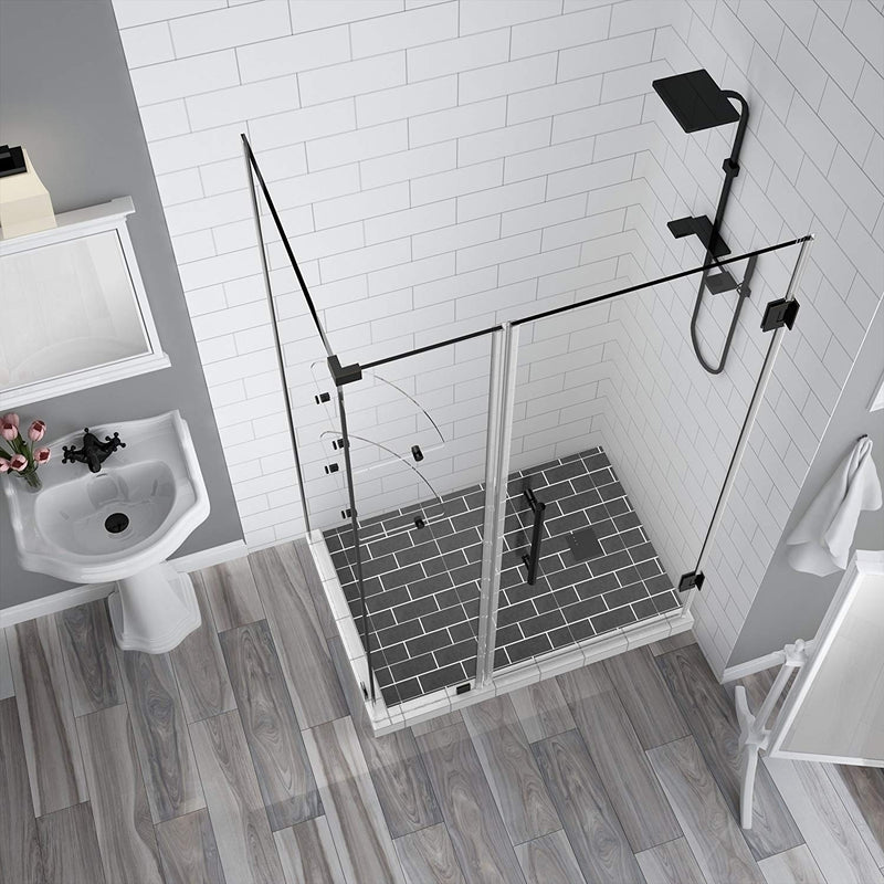 Aston BromleyGS 42.25 to 43.25 x 32.375 x 72 Frameless Corner Hinged Shower Enclosure with Glass Shelves in Oil Rubbed Bronze 2