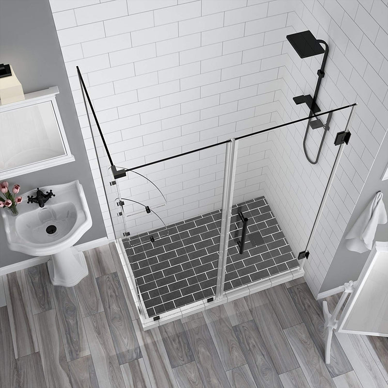 Aston BromleyGS 66.25 to 67.25 x 38.375 x 72 Frameless Corner Hinged Shower Enclosure with Glass Shelves in Oil Rubbed Bronze 2