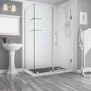 Aston BromleyGS 51.25 to 52.25 x 32.375 x 72 Frameless Corner Hinged Shower Enclosure with Glass Shelves in Stainless Steel