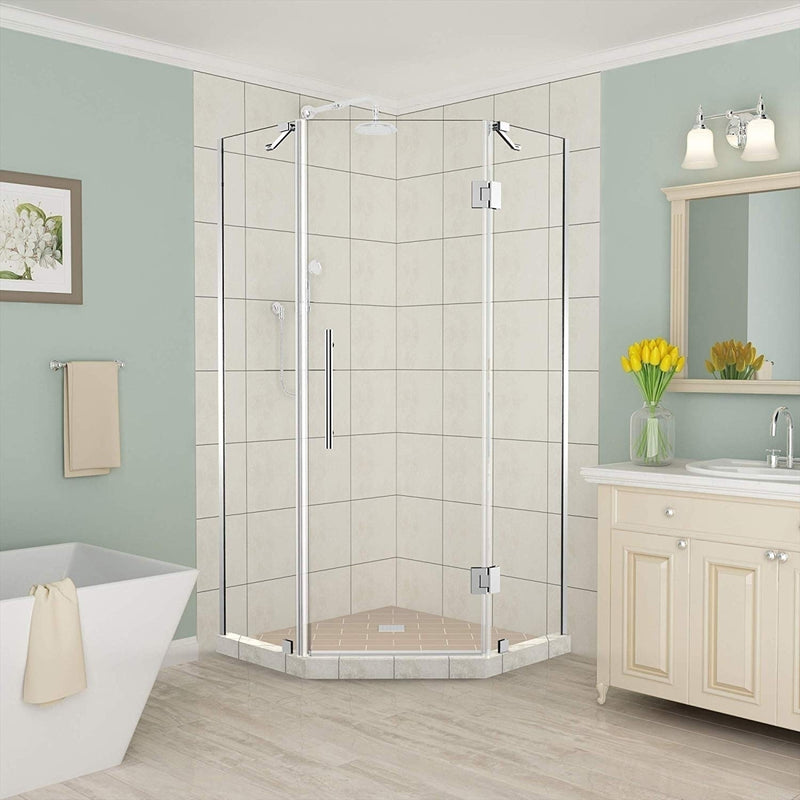 Aston Merrick 36 in. to 36.5 in. x 72 in. Frameless Neo-Angle Shower Enclosure in Chrome