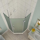 Aston Merrick 34 in. to 34.25 in. x 72 in. Frameless Neo-Angle Shower Enclosure with Frosted Glass in Chrome 2
