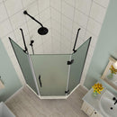 Aston Merrick 34 in. to 34.25 in. x 72 in. Frameless Neo-Angle Shower Enclosure with Frosted Glass in Oil Rubbed Bronze 2