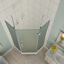 Aston Merrick 42 in. to 42.5 in. x 72 in. Frameless Neo-Angle Shower Enclosure with Frosted Glass in Stainless Steel 4