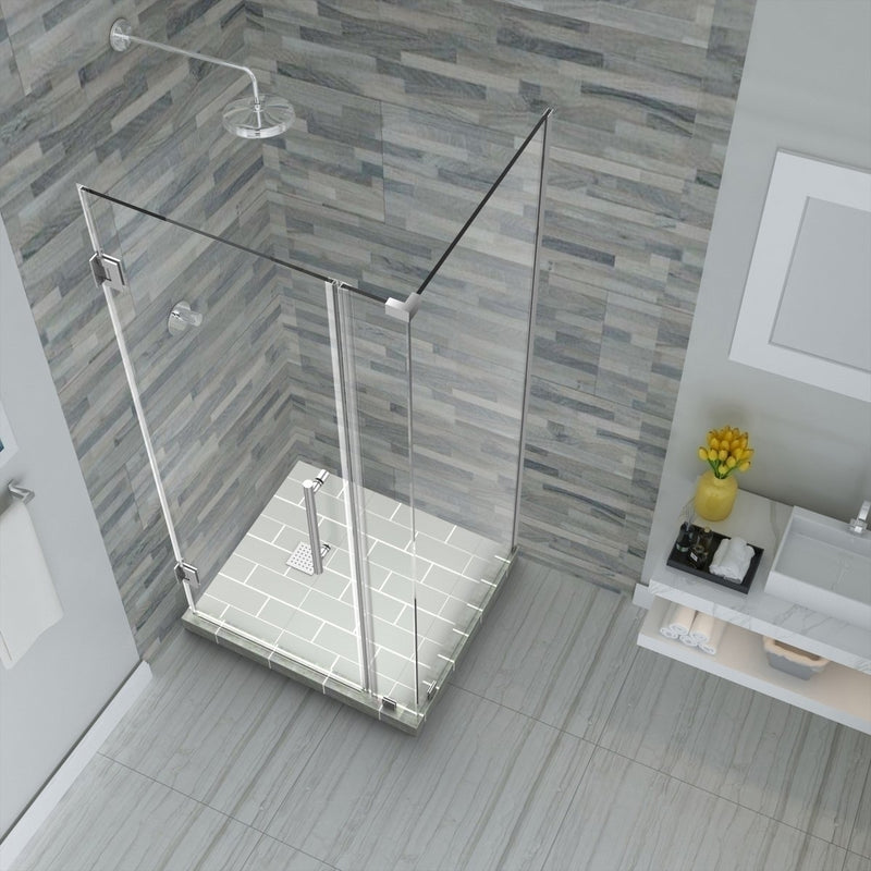 Aston Bromley 36.25 in. to 37.25 in. x 32.375 in. x 72 in. Frameless Corner Hinged Shower Enclosure in Chrome 2