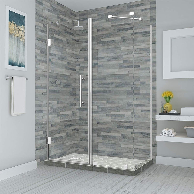Aston Bromley 47.25 in. to 48.25 in. x 34.375 in. x 72 in. Frameless Corner Hinged Shower Enclosure in Chrome
