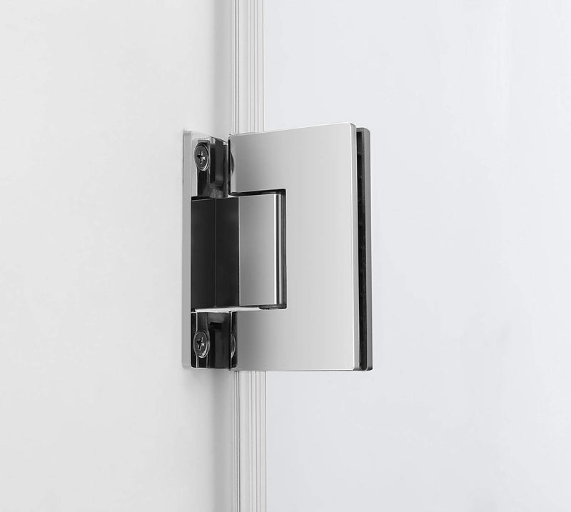 Aston Belmore GS 66.25 in. to 67.25 in. x 72 in. Frameless Hinged Shower Door with Glass Shelves in Chrome 5