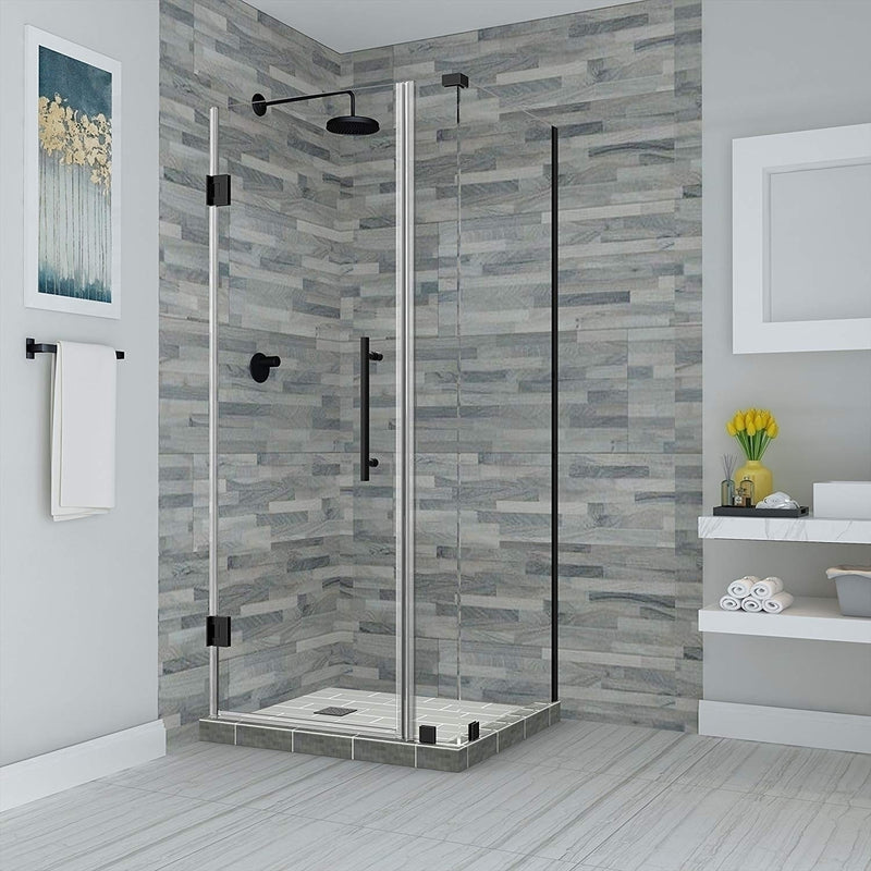 Aston Bromley 32.25 in. to 33.25 in. x 34.375 in. x 72 in. Frameless Corner Hinged Shower Enclosure in Oil Rubbed Bronze