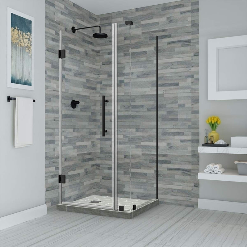 Aston Bromley 40.25 in. to 41.25 in. x 36.375 in. x 72 in. Frameless Corner Hinged Shower Enclosure in Oil Rubbed Bronze