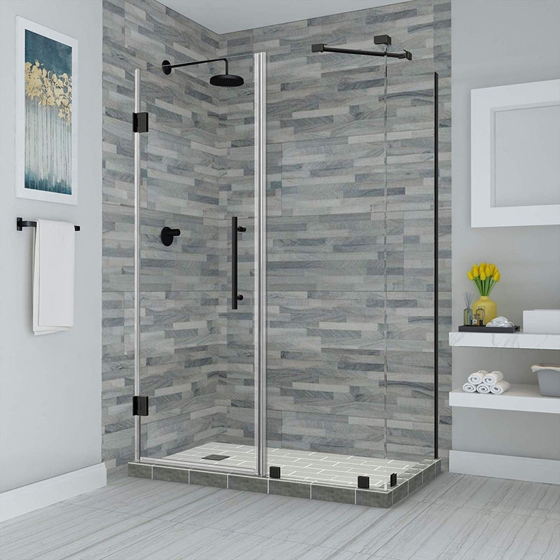 Aston Bromley 37.25 in. to 38.25 in. x 34.375 in. x 72 in. Frameless Corner Hinged Shower Enclosure in Oil Rubbed Bronze
