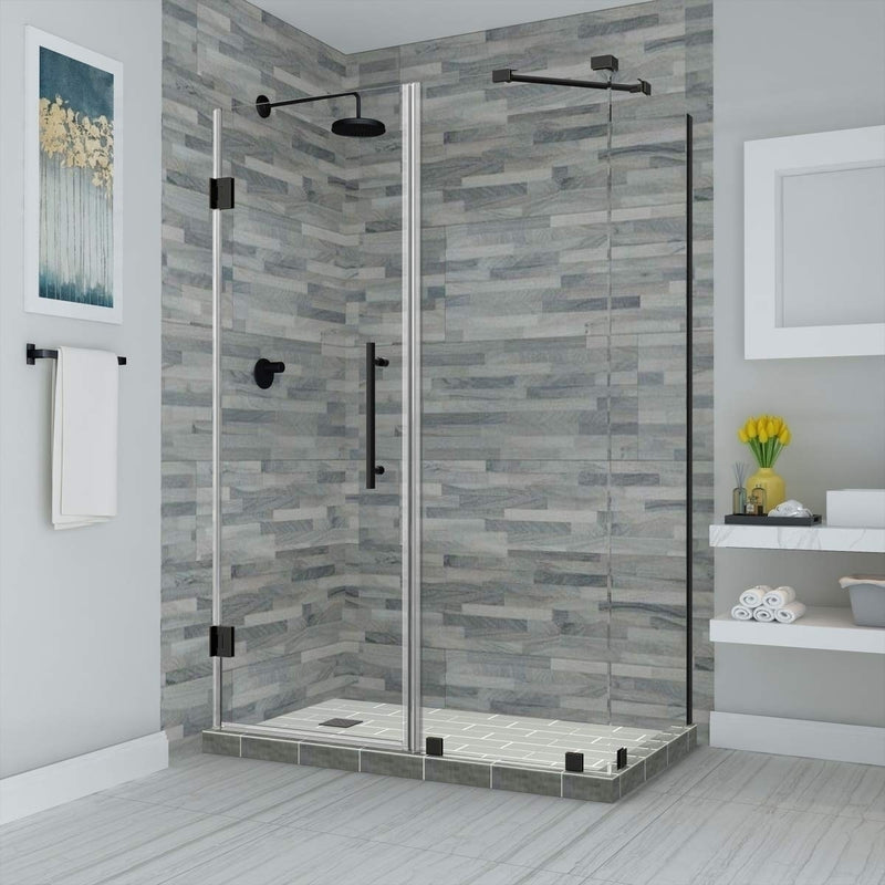 Aston Bromley 71.25 in. to 72.25 in. x 34.375 in. x 72 in. Frameless Corner Hinged Shower Enclosure in Oil Rubbed Bronze
