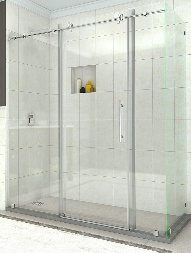 Aston Coraline 68 in. to 72 in. x 33.875 in. x 76 in. Frameless Sliding Shower Enclosure in Stainless Steel