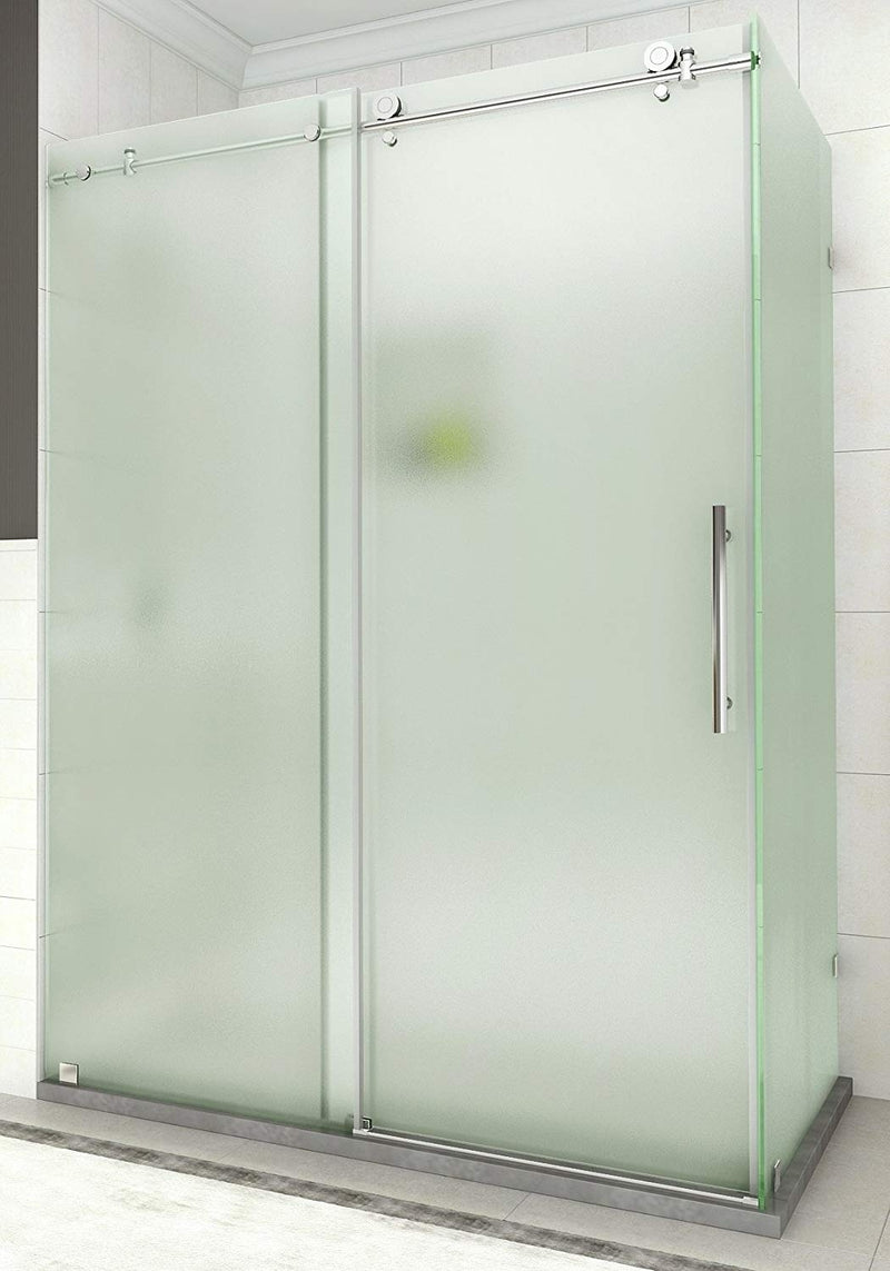 Aston Coraline 44 in. to 48 in. x 33.875 in. x 76 in. Frameless Sliding Shower Enclosure with Frosted Glass in Chrome