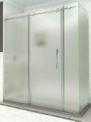 Aston Coraline 68 in. to 72 in. x 33.875 in. x 76 in. Frameless Sliding Shower Enclosure with Frosted Glass in Chrome