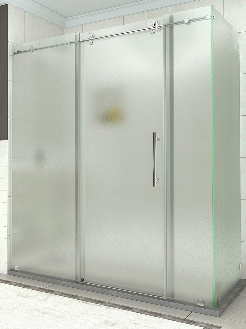 Aston Coraline 68 in. to 72 in. x 33.875 in. x 76 in. Frameless Sliding Shower Enclosure with Frosted Glass in Chrome