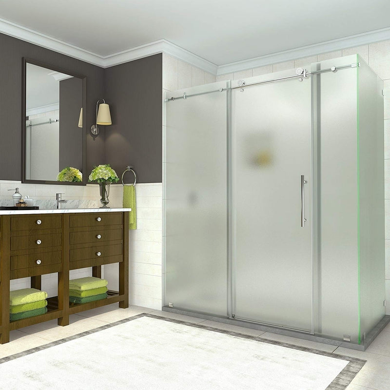 Aston Coraline 68 in. to 72 in. x 33.875 in. x 76 in. Frameless Sliding Shower Enclosure with Frosted Glass in Chrome 2