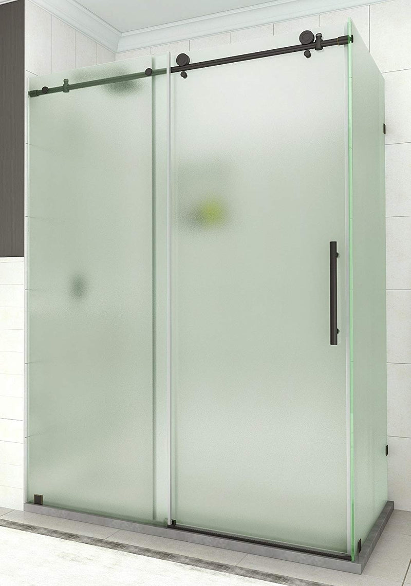 Aston Coraline 44 in. to 48 in. x 33.875 in. x 76 in. Frameless Sliding Shower Enclosure with Frosted Glass in Oil Rubbed Bronze