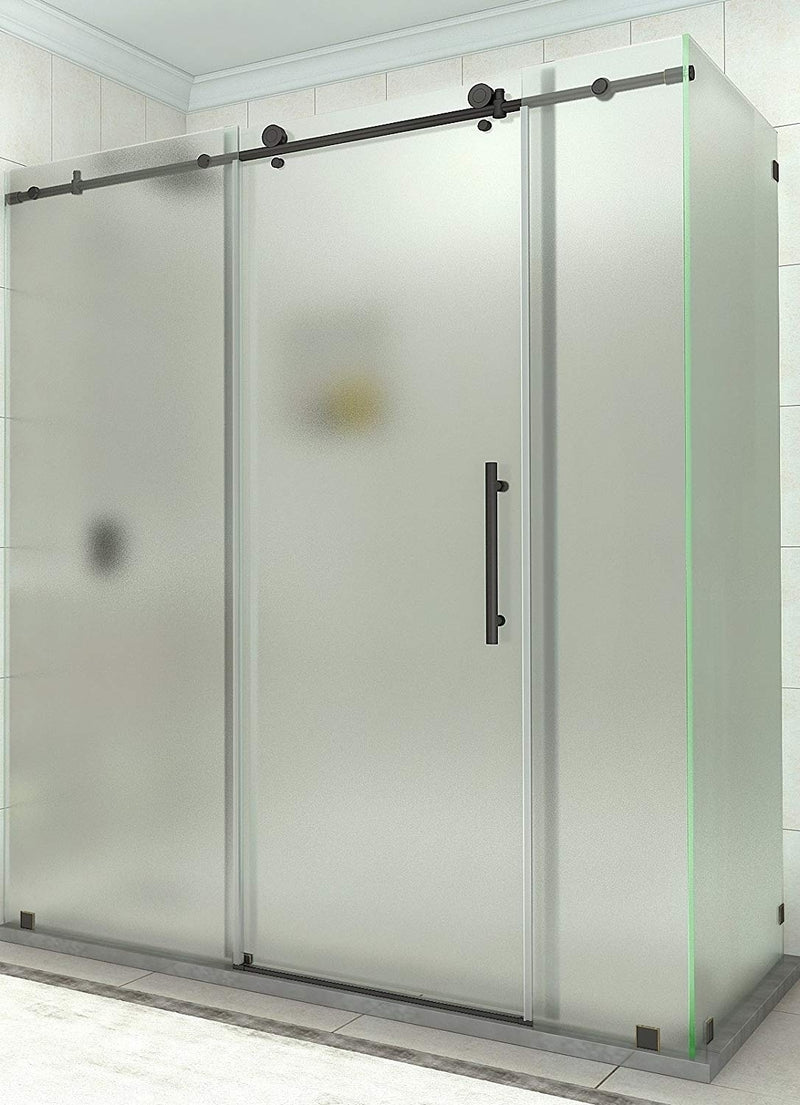 Aston Coraline 68 in. to 72 in. x 33.875 in. x 76 in. Frameless Sliding Shower Enclosure with Frosted Glass in Oil Rubbed Bronze