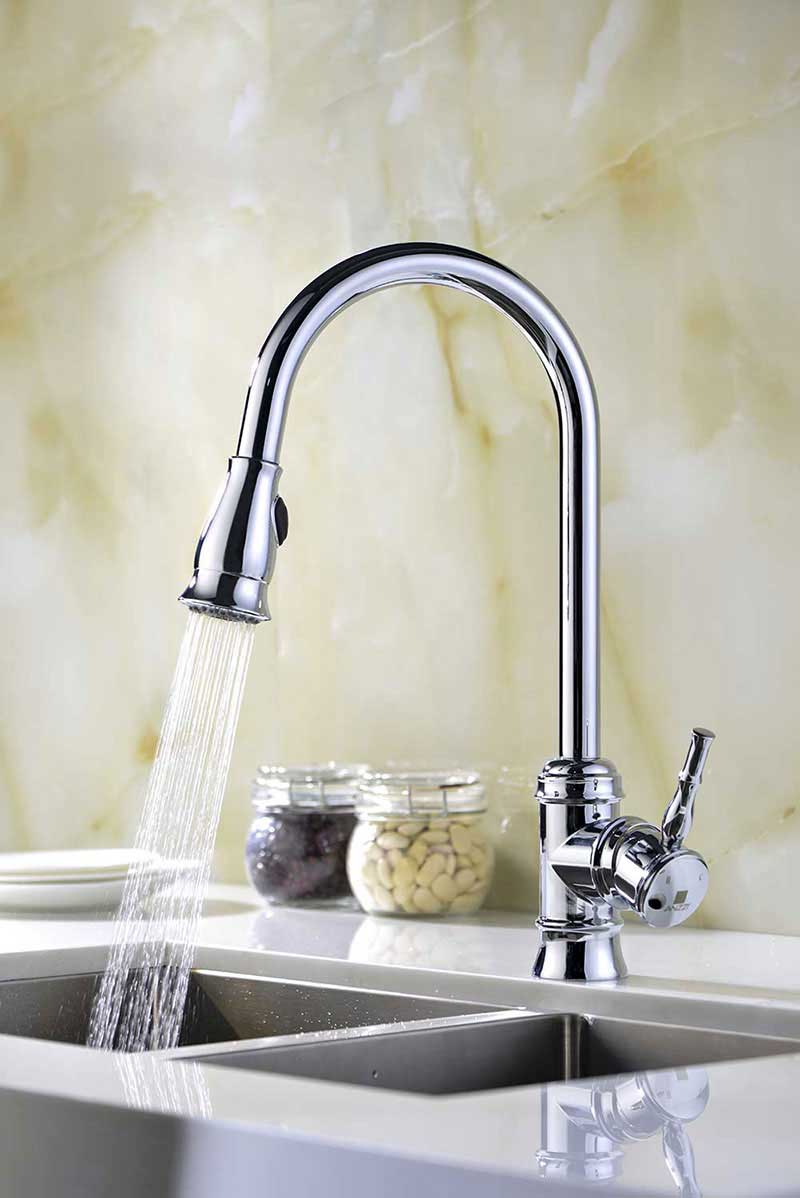 Anzzi Sails Pull Down Single Handle Kitchen Faucet in Polished Chrome 3