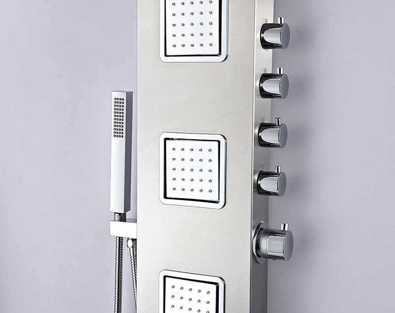 Anzzi MESA Series 64 in. Full Body Shower Panel System with Heavy Rain Shower and Spray Wand in Brushed Steel 4