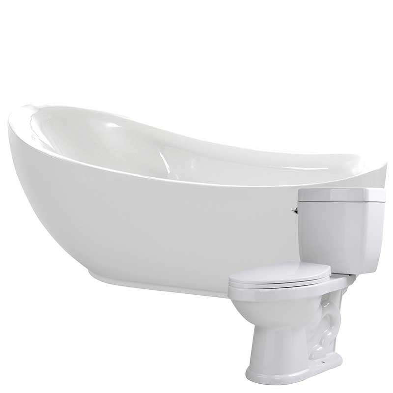 Anzzi Talyah 71 in. Acrylic Soaking Bathtub with Talos 2-piece 1.6 GPF Single Flush Toilet FTAZ090-T065