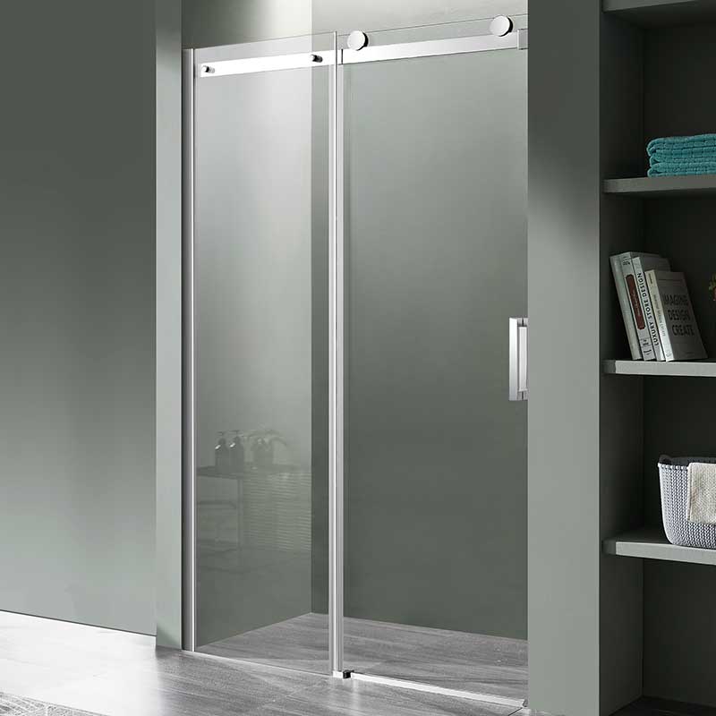 Anzzi Rhodes Series 48 in. x 76 in. Frameless Sliding Shower Door with Handle in Chrome SD-FRLS05701CH
