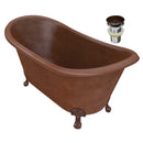 Anzzi Aeris 66 in. Handmade Copper Double Slipper Clawfoot Non-Whirlpool Bathtub in Hammered Antique Copper BT-013