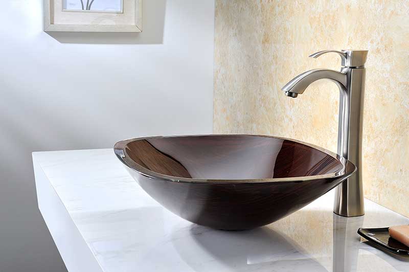 Anzzi Vonu Series Deco-Glass Vessel Sink in Rich Timber LS-AZ8114 7