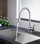 Anzzi Bell Single-Handle Pull-Out Sprayer Kitchen Faucet in Brushed Nickel KF-AZ215BN 12