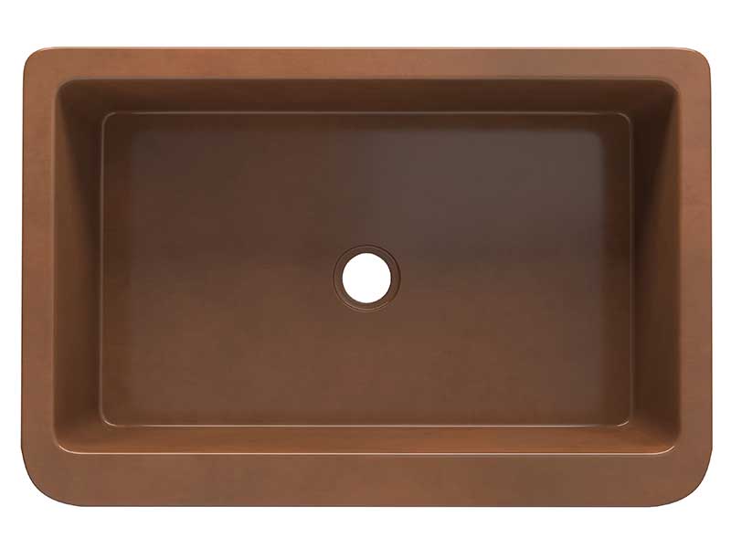 Anzzi Tripolis Farmhouse Handmade Copper 33 in. 0-Hole Single Bowl Kitchen Sink with Floral Design Panel in Polished Antique Copper SK-008 6