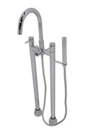 Anzzi Vida 5.2 ft. Man-Made Stone Freestanding Non-Whirlpool Bathtub in Regal Blue and Sol Series Faucet in Chrome 5